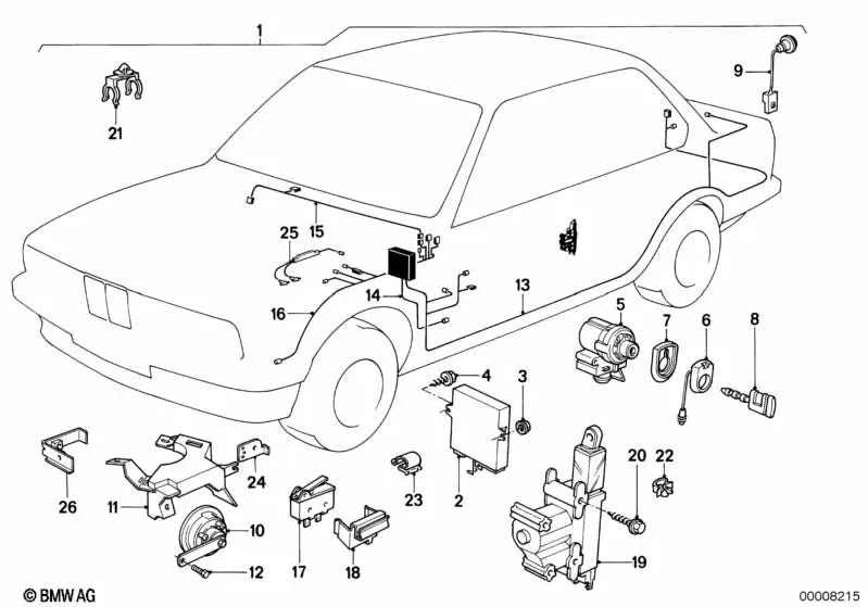 Soporte de bocina OEM 61331380019 para BMW 3' E30 320i (11/1982 - 10/1993). Original BMW.
