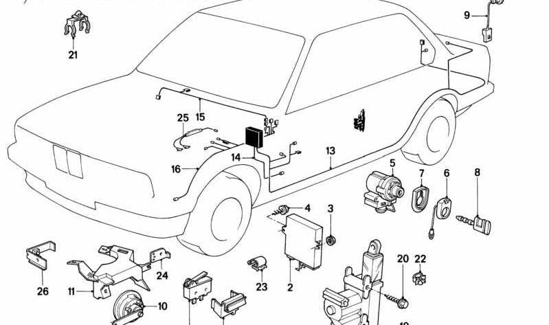 Verrouillage électronique OEM 65751368904 pour BMW E30 {316, 316i} avec alarme anti-Thet. Compatible avec les modèles de 1982 à 1988. BMW original.