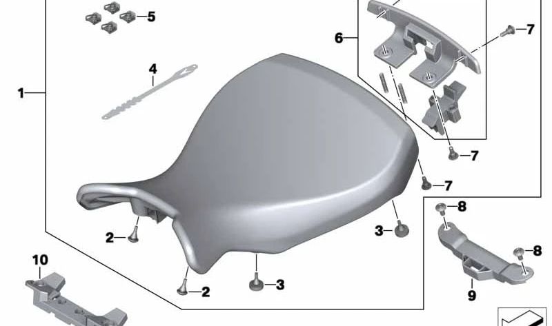 Asiento conductor OEM 52538558095 para motos BMW R nineT Pure (K22). Original BMW Motorrad.