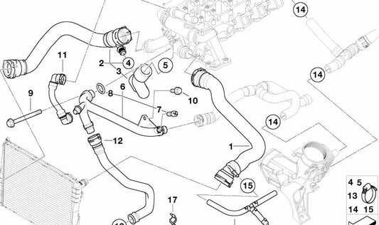 Manguera de refrigerante OEM 11537785148 para BMW E39. Original BMW.