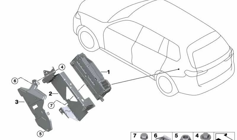 Soporte de amplificador OEM 65158794741 para BMW G30, G30N, G31, G31N, G32, G32N, F90N. Original BMW.