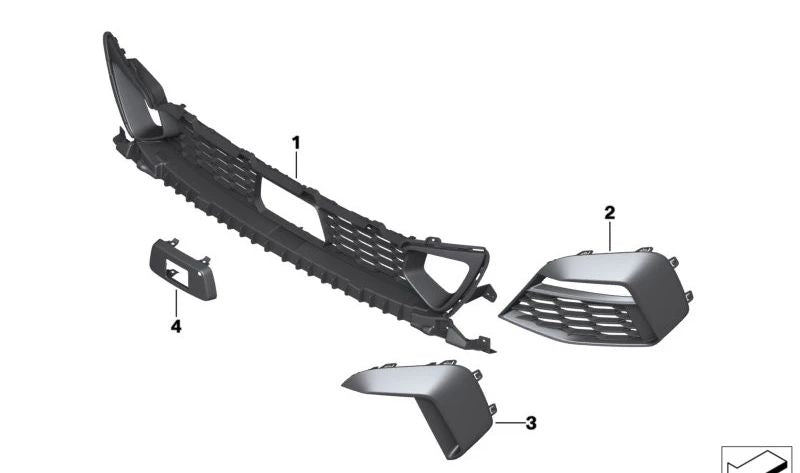 OEM 51118075487 Grid lateral esquerda para BMW F44 (218i, 220d, 218d, 216d, 216i). BMW original.
