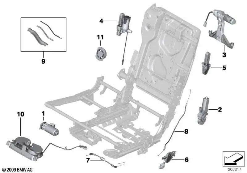 Cavo Bowden per la regolazione dell'inclinazione del backup per BMW F07, F07N (OEM 52207279568). BMW originale