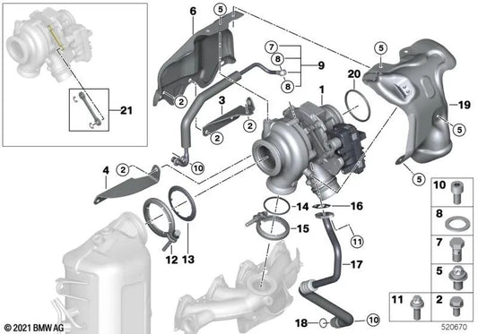 Turbolader-Wärmeisolationsplatte OEM 11658571893 für BMW F20, F21, F45, F46, X1, X2 und MINI F56, F55, F54... und mehr. Original BMW und MINI.