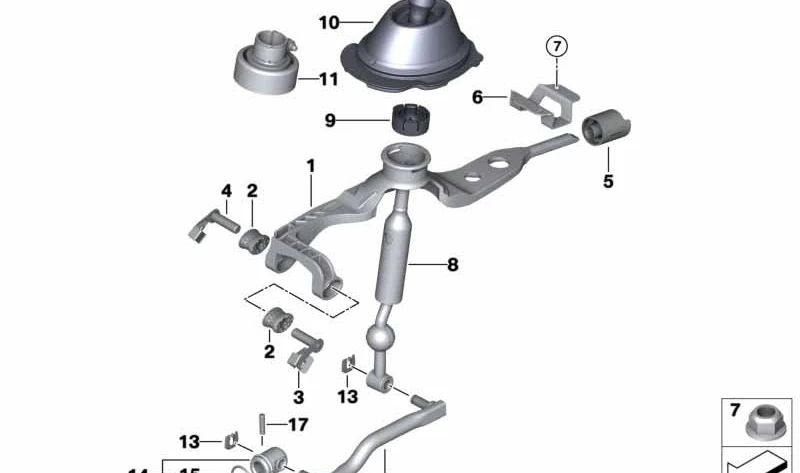 Palanca de cambios OEM 25117599197 para BMW E90, E91, E92, E93, E84. Original BMW.