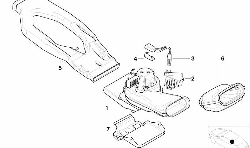 OEM rear heating fan 64118385546 for BMW X5 E53. Original BMW.