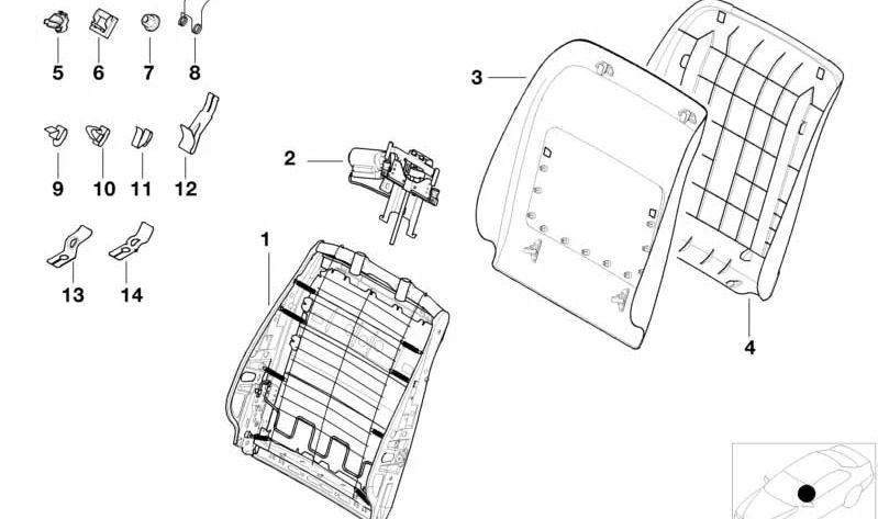 Clip de sujeción exterior OEM 52107007553 para BMW E39. Pieza original BMW.