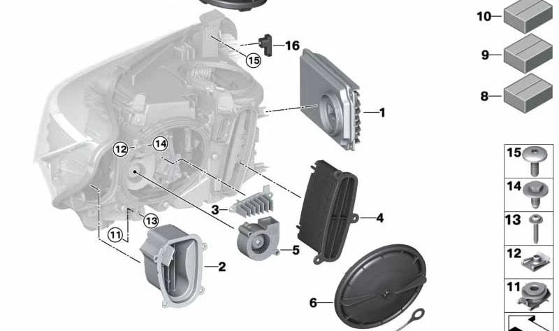 Luz LED original com ventilador (OEM 63117379855) para BMW F80, F32, F33, F36, F82, F83, F25, F26, F15, F85, F16, F86.