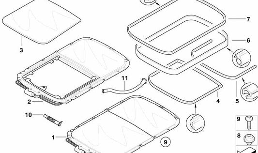 OEM 54107039721 Joint de couvercle de toit coulissant pour Mini R50, R53. Mini d'origine.