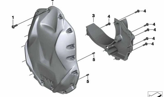 Tapa del cárter del cigüeñal delantero OEM 11148521958 para motos BMW R1200GS, R1250GS, R1200RT, R1250RT. Original BMW Motorrad.