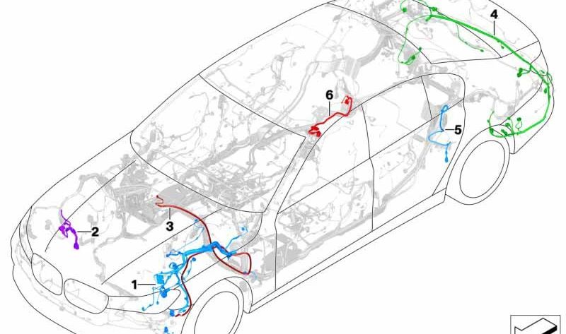 Rear Wiring Harness OEM 61129890959 for BMW G11, G12. Original BMW