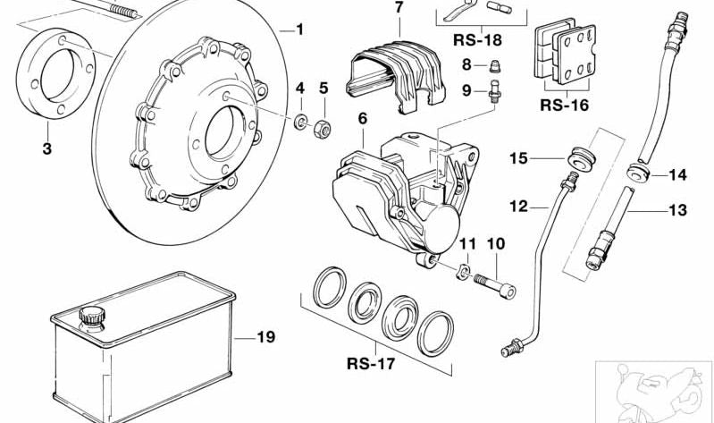 Tubo de freno OEM 34321452586 para BMW Motorrad R 100 GS, R 100 GS PD, R 80 GS, R 80 GS PD (modelos R247). Original BMW.