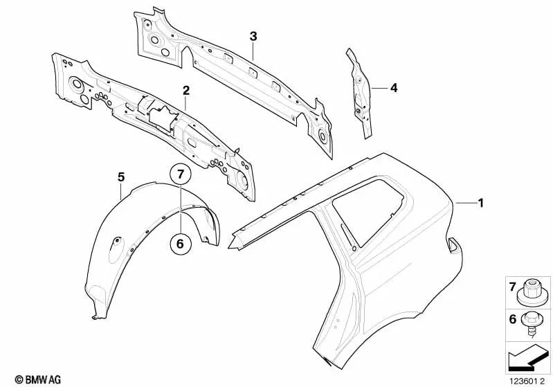 Revestimiento trasero OEM 41343405004 para BMW X3 E83, X3 E83 LCI. Original BMW.