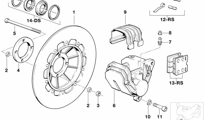 Disco de freno delantero OEM 34111452174 para BMW Motorrad R65, R80, R80 RT, R 800. Modelos compatibles: R247 (R65, R650, R800, R80 RT). Original BMW.