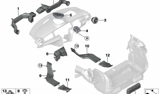 Tubo de salida centro izquierdo OEM 64229265405 para MINI F56, F55, Cabrio F57, F56 BEV... y más. Original MINI.