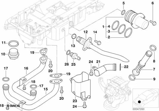 Anillo obturador toroidal OEM 11137830086 para BMW Z8 E52. Original BMW.