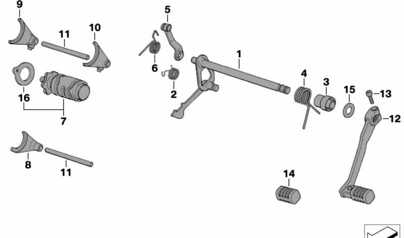 Palanca OEM 23007700186 para motos BMW G 650 GS, G 650 GS Sertão, G 650 X. Original BMW Motorrad.