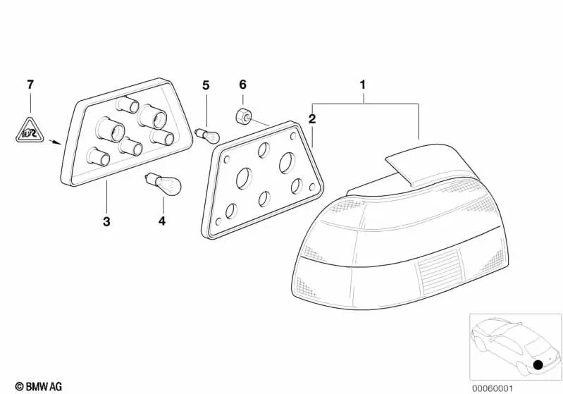 Luz trasera izquierda para BMW Serie 5 E39 (OEM 63218363557). Original BMW
