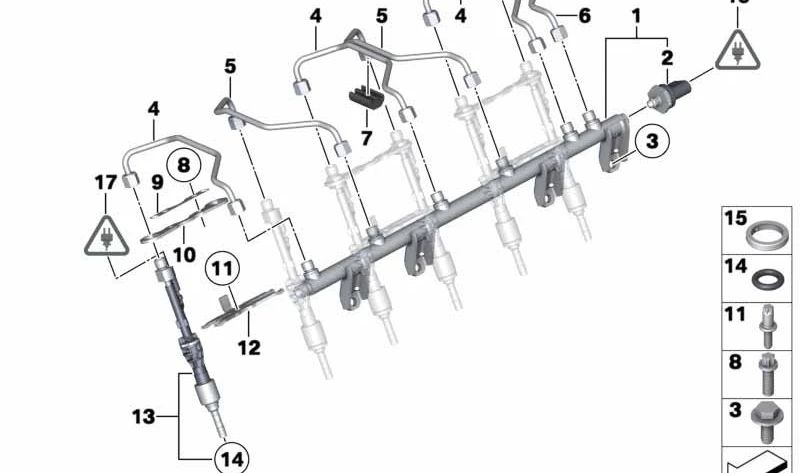 Folha de fixação do OEM 13537584676 para BMW E82, E88, E90, E91, E92, E93, F07, F10, F11, F12, E84, E70, E71. BMW original.