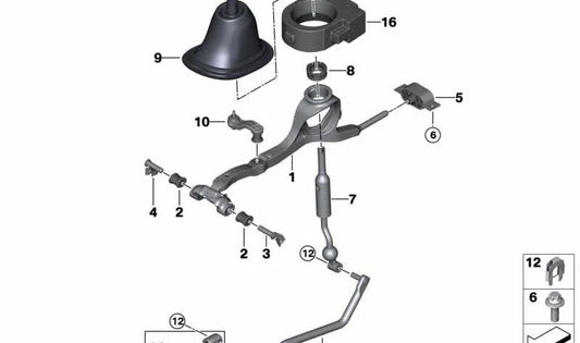 Brazo de cambio OEM 25118613703 para BMW F20 {114d, 116d} y F20 LCI {114d, 116d} con cambio manual. Original BMW.