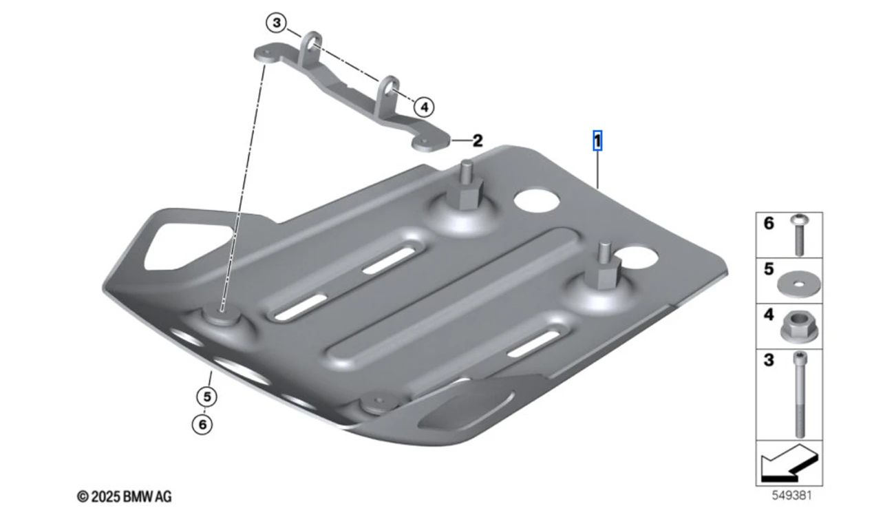 Protección del motor delantera OEM 11845A89211 para motos BMW R 12 G/S. Original BMW Motorrad.