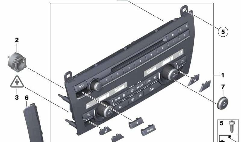 Kit reparación controles radio y aire acondicionado OEM 61319328418 para BMW F07 5 Series (520d, 528i, 530d) todos los modelos compatibles. Original BMW.