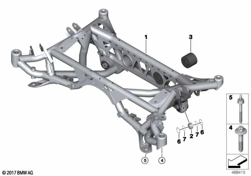 Soporte de goma trasero para BMW F87, F80, F82 (OEM 33179503009). Original BMW