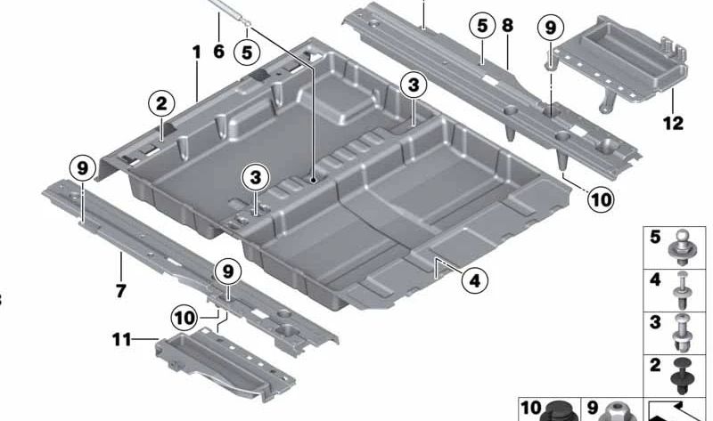 Base soporte bandeja izquierda OEM 51479168509 para BMW F11. Original BMW.