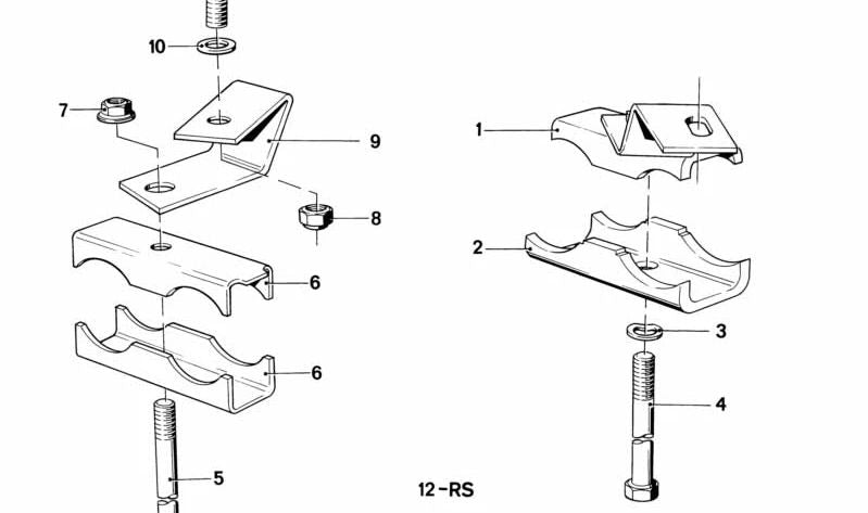 Abrazadera de escape OEM 18211246379 para BMW E12 y E24. Pieza original BMW.
