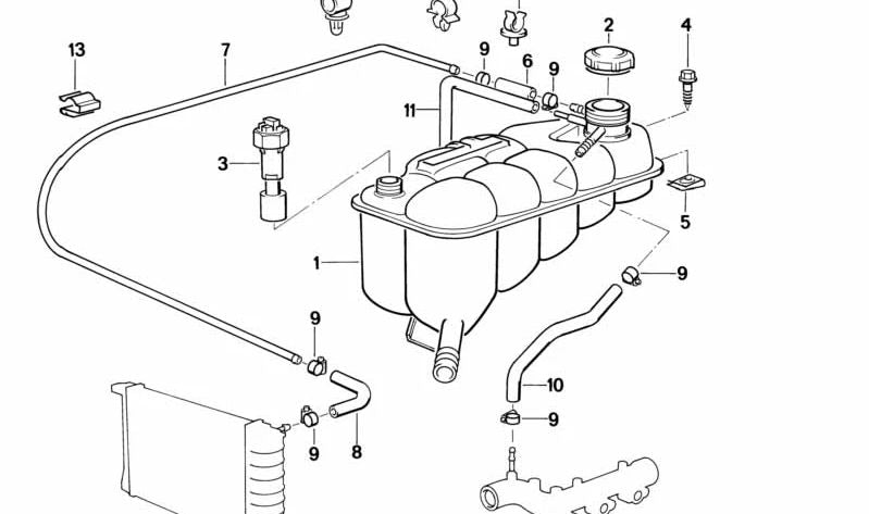 Tube réfrigérant (5x8x880) OEM 17121719316 pour la série BMW 5 E34 M5 (HC91, HC92, HD91, HD92, HD93, HD93, HD98, HJ91). BMW d'origine.
