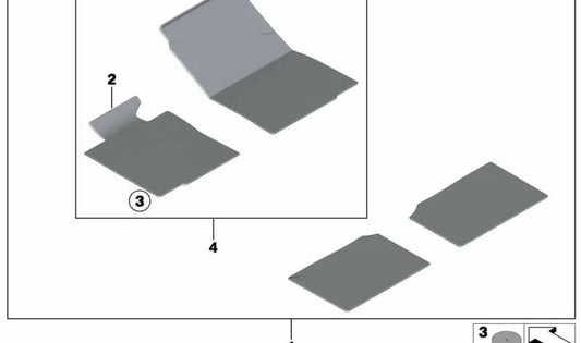 OM 51477265422 2. Samt Teppich für BMW E87 und E87N. Original BMW.
