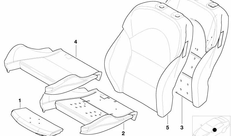 Reposabrazos respaldo OEM 52102695383 para BMW E46. Original BMW.