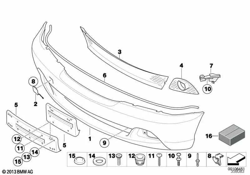 Rivestimento del paraurti anteriore da stampa per la serie BMW 3 E46 (OEM 51117076720). BMW originale.