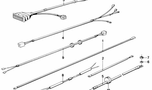 Cable de carga de batería OEM 61121243224 para BMW E12, E21, E23, E24, E26, E28, E30, E31, E32, E34, E36, E38, E39, E46, E52, E53, E60, E61, E63, E64, E65, E66, E67, E68. Original BMW.