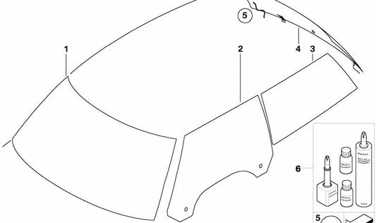 Green rear glass with an antenna OEM 51317333697 for Mini R56 LCI (Cooper S JCW, JCW) 11/2011-11/2013. Original Mini.