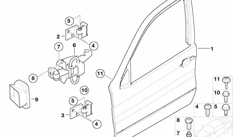 Junta de puerta delantera izquierda OEM 51218402533 para BMW X5 E53 (modelos 3.0d y 3.0i, manual y automático, años 2001-2006). Original BMW.