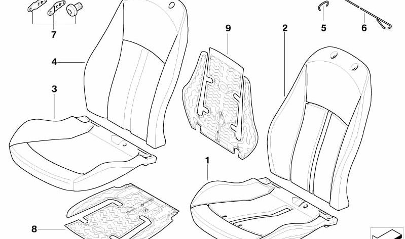 Elemento calefactable para asiento OEM 52107053843 para BMW Z4 E85 (modelos 2.0i, 2.2i, 2.5i) de 2002 a 2008. Pieza original BMW.