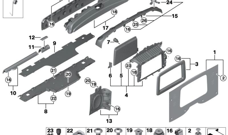 Revestimiento separador maletero OEM 51472759722 para MINI R55, R56, R57, R58, R59. Original MINI.