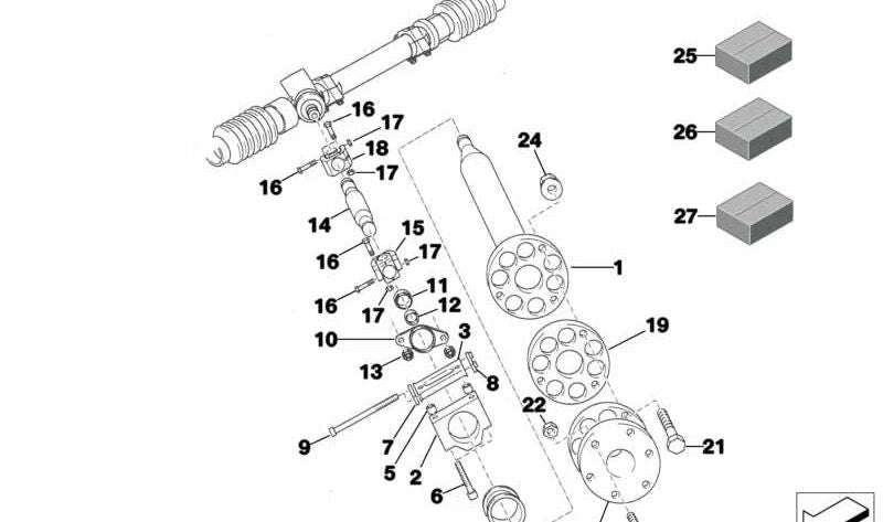 Cruceta de dirección OEM 32312271610 para BMW E36, E46, E83, E85, E86, Z3, Z4. Original BMW.