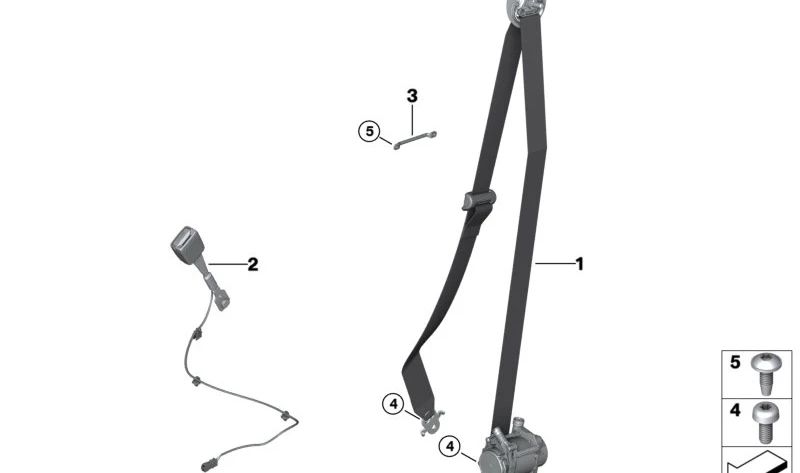 Cinturón de seguridad delantero izquierdo OEM 72117911595 para BMW I20. Original BMW.