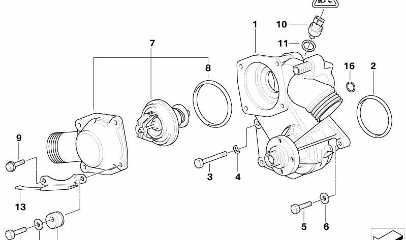 Bomba de agua mecánica OEM 11510393339 para BMW Serie 7 E38 (750i, L7) y Serie 8 E31 (850Ci) con motor M73. Original BMW.