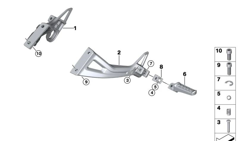 Ecomesapiés actampe oem 46718396336 per moto BMW G 310 GS, G 310 RR. BMW MOTORAD originale.