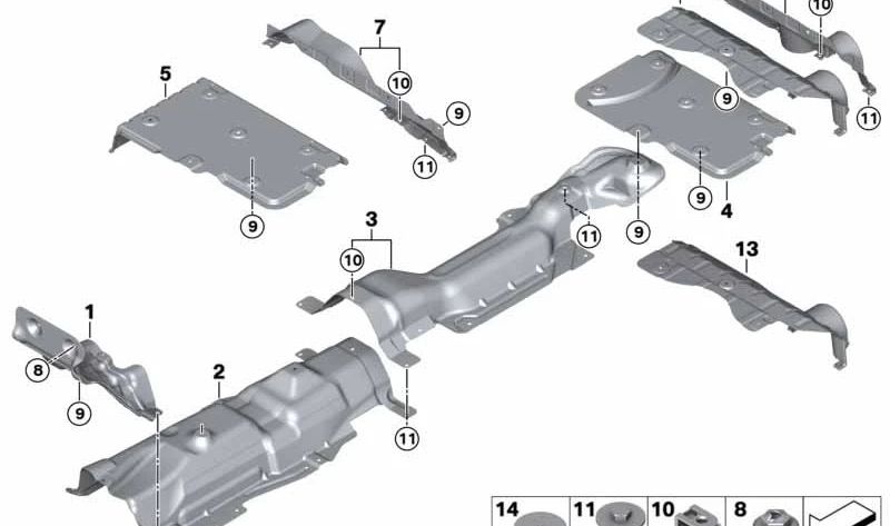 Aislante térmico trasero OEM 51487290781 para MINI F20, F55, F56, F57. Original MINI.