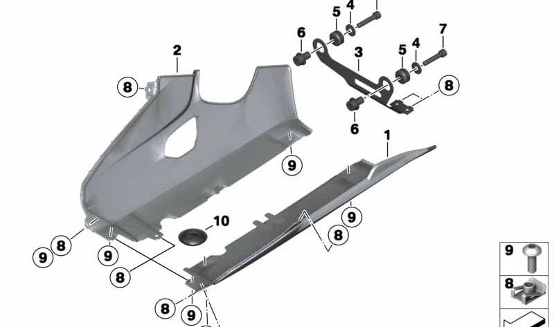 Extensão do spoiler do motor direito OEM 46638531286 para BMW Motorrad HP4 (K42). Originais BMW Motorrad.
