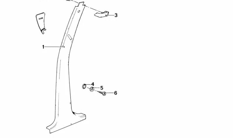 Carcasa columna central derecha OEM 51431875448 para BMW E24. Color antracita. Pieza interior original BMW.