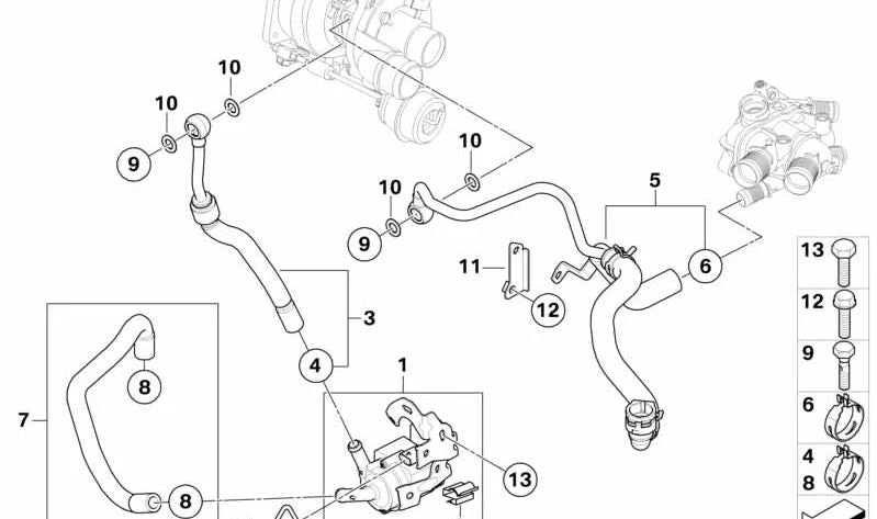 Soporte para tubo refrigerante OEM 11537568433 para MINI Cooper S R55, R56, JCW... y más. Original MINI.