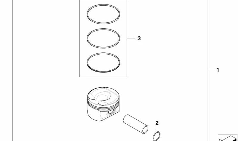 Pistón Mahle OEM 11257577063 para MINI R55, R56 y R57 (Cooper con motor N12, cambio manual o automático). Original MINI.