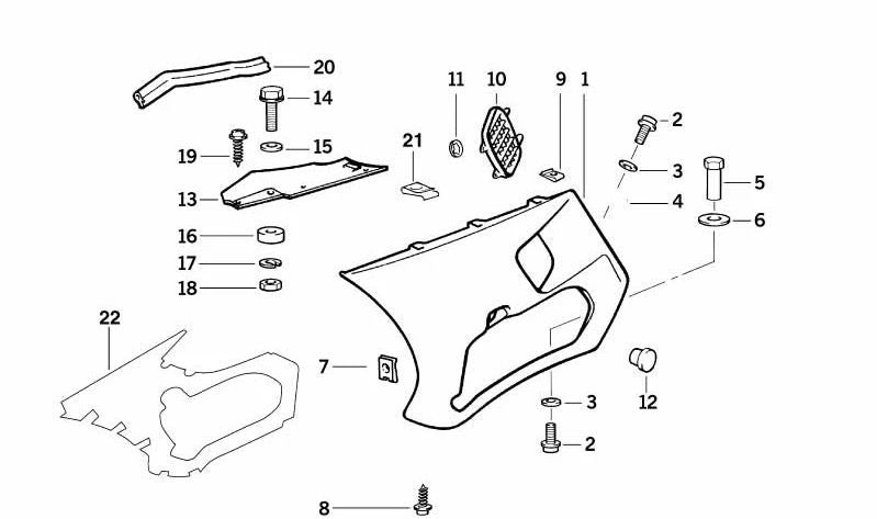 Tuerca OEM 46632309859 para BMW Motorrad K 1100 LT (KK58) 1989-1999. Pieza original BMW Motorrad. Ideal para fijaciones de carenado lateral u otras partes específicas del modelo.