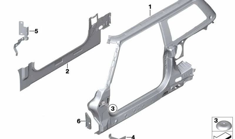 Soporte lateral derecho OEM 41217132512 para MINI R50, R52, R53. Pieza original MINI. Ideal para reparar el umbral derecho del coche. Compatible solo con los modelos indicados.
