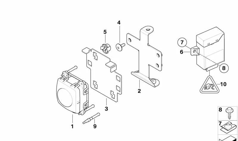 Soporte sensor ACC OEM 66316789935 para BMW E92, E93. Original BMW.